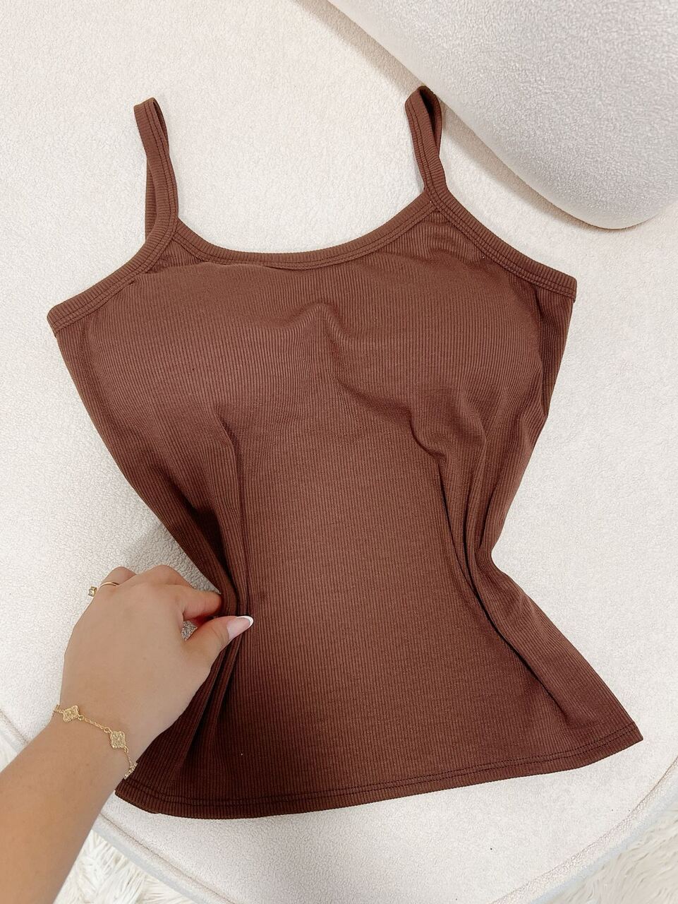 Blusa Basic Canelada Alça Barbara