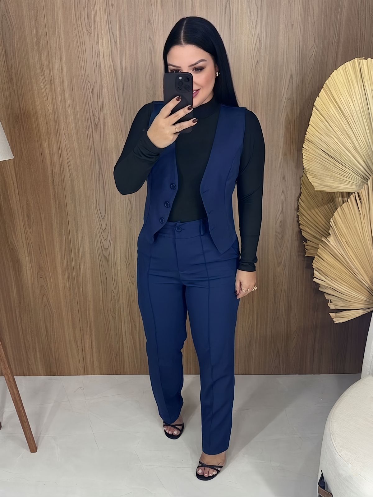 Conjunto Calca e Colete Suellen Azul Marinho