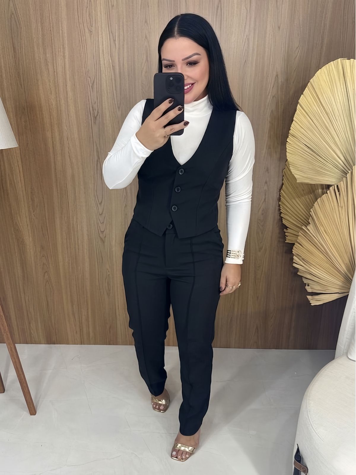 Conjunto Calca e Colete Suellen Preto