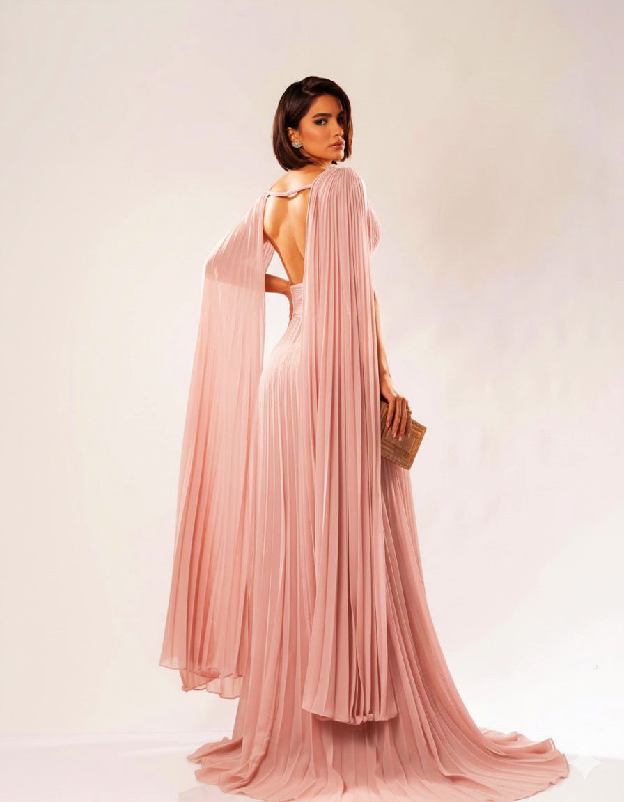 Vestido De Festa Longo Plissado Maite Rosa