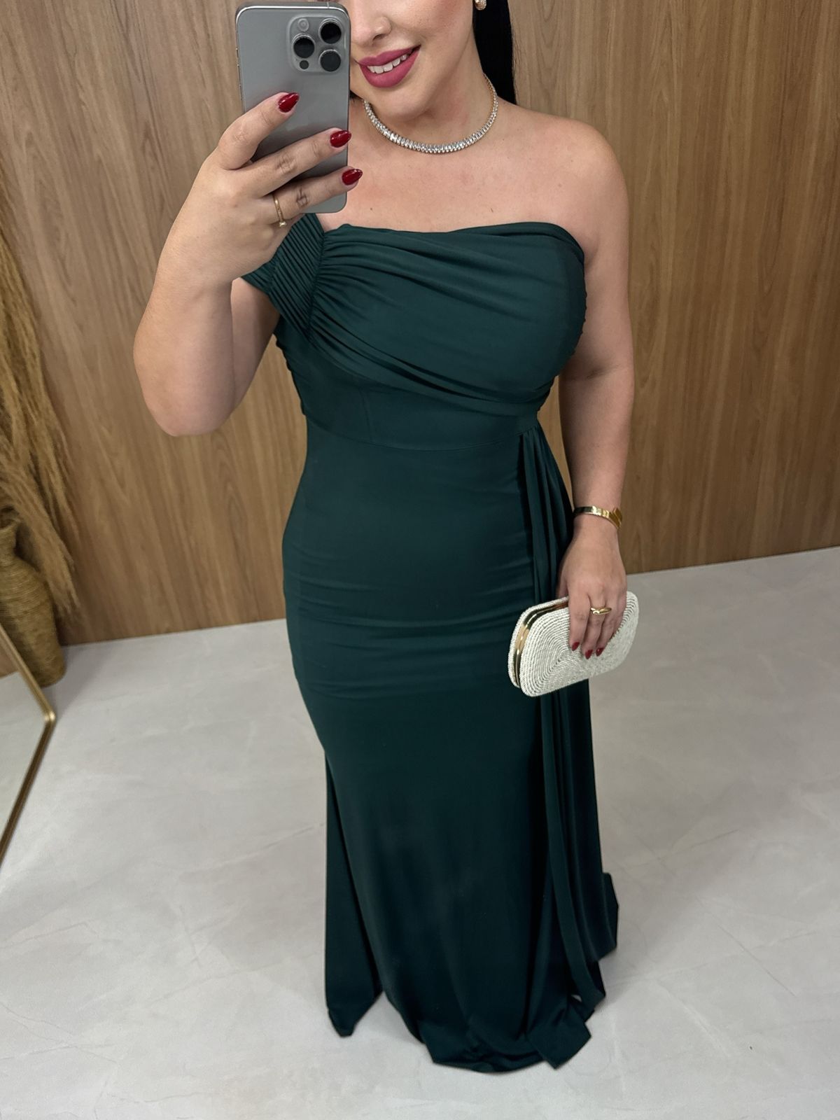 Vestido De Festa Longo Nula Manga Ivy Verde Esmeralda