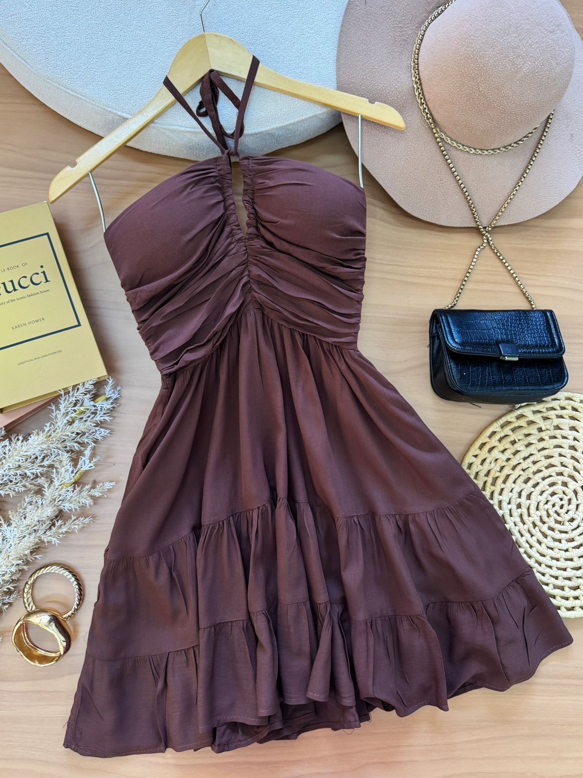 Vestido Frente Unica Amora Marrom