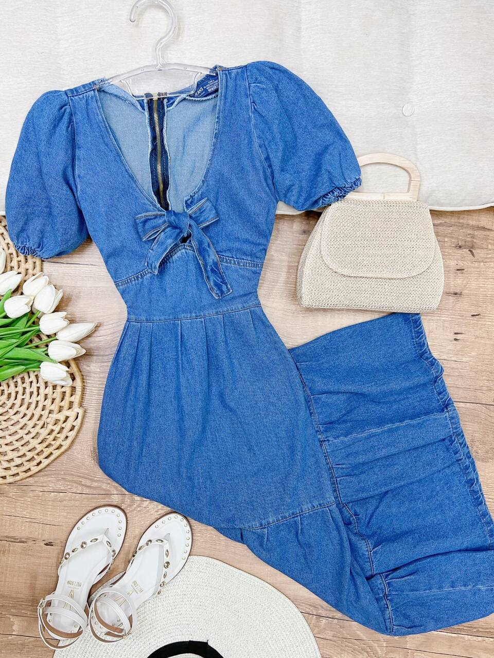 Vestido Longuete Jeans Manga Princesa Mirela