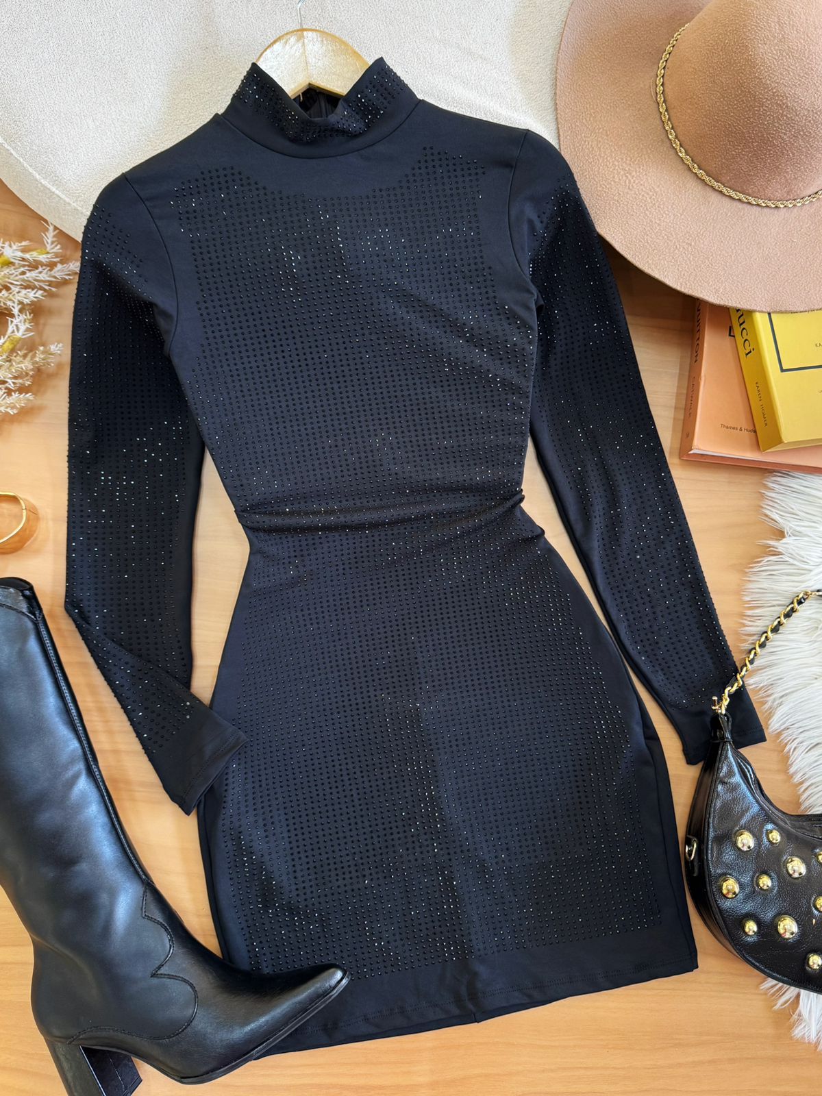 Vestido Tubinho Brilho Amanda Preto