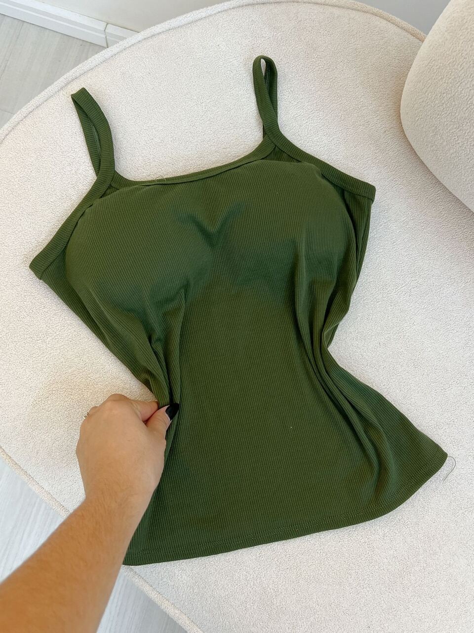 Blusa Basic Canelada Alça Barbara