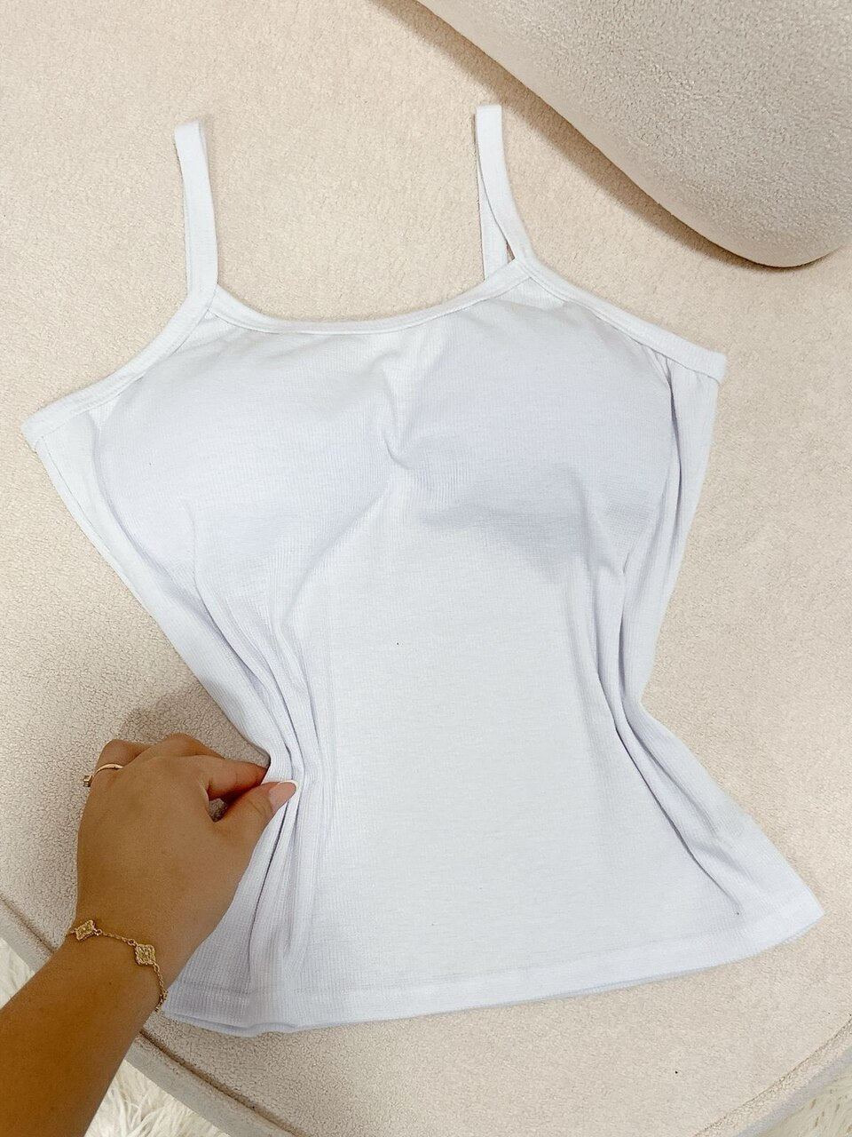 Blusa Basic Canelada Alça Barbara