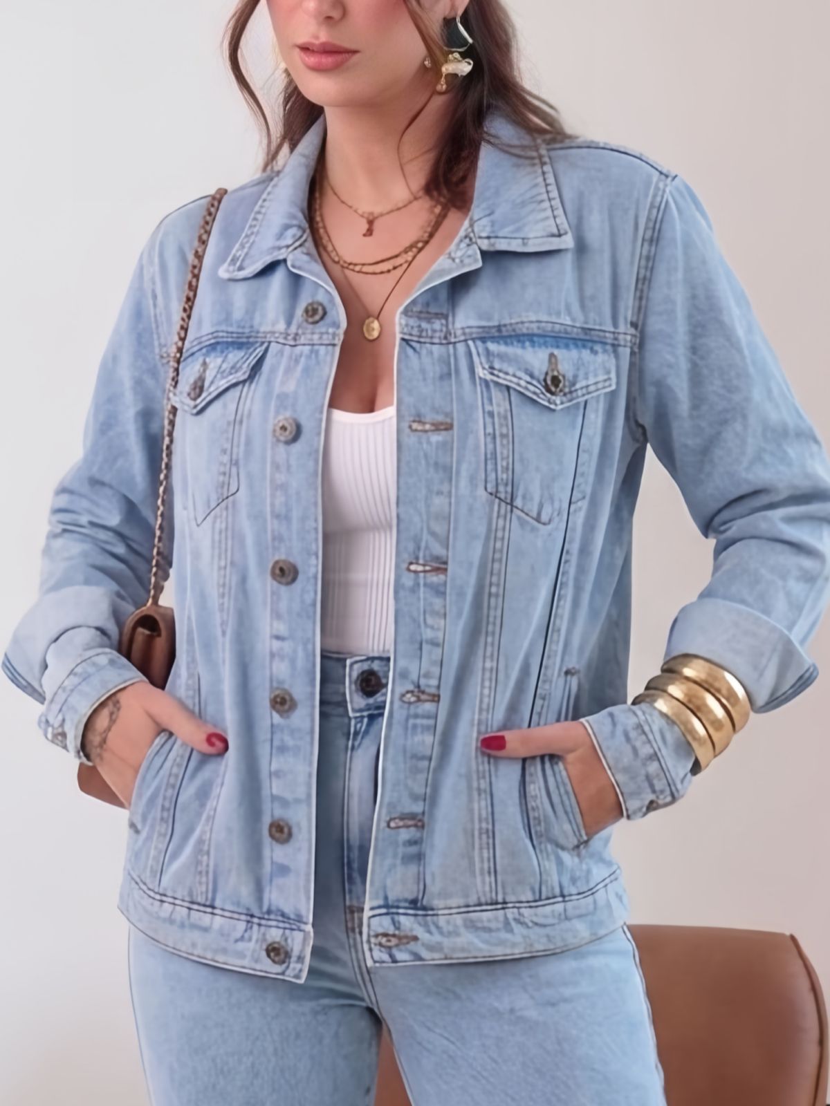 Jaqueta Jeans Paola Lavagem Clara
