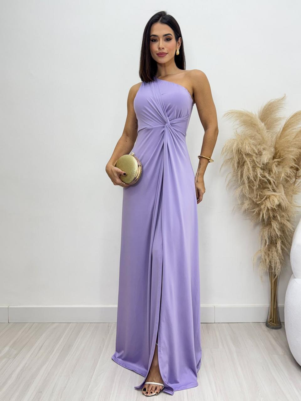 Vestido De Festa Longo Nula Manga Nó Serena Lavanda