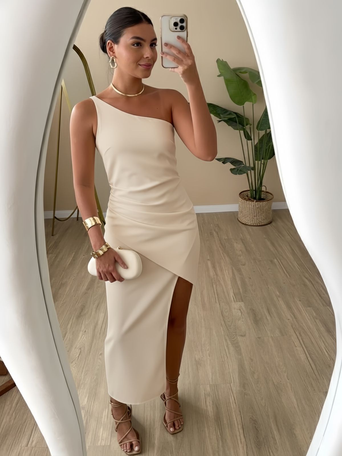 Vestido Nula Manga Hellen Palha